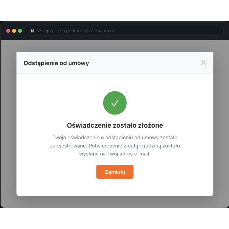 Odstąp od umowy tutaj - Moduł PrestaShop 1.7/8.x/9.x